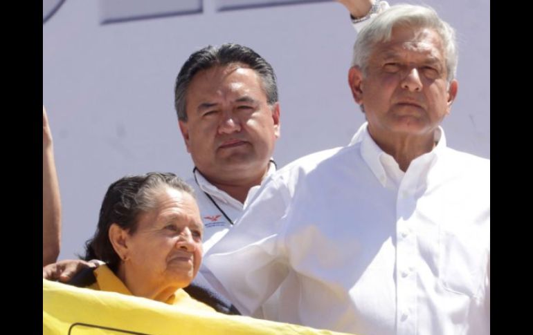 López Obrador en el mitin que realizó esta mañana en el municipio de Nezahualcóyotl en el Estado de México. EL UNIVERSAL  /