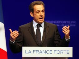 El presidente francés y candidato de la UMP, Nicolás Sarkozy, después de la primera ronda de elecciones presidenciales en París. AP  /