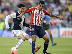 La acción del partido entre Pachuca y Guadalajara. MEXSPORT  /