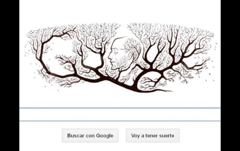 Santiago Ramón y Cajal, en un doodle con mucha neurona. ESPECIAL  /