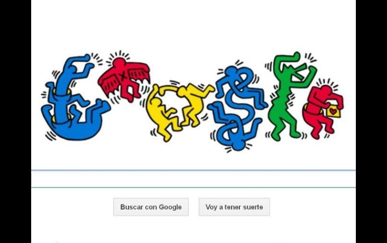 Color y estilo de Keith Haring, formando las letras de Google en el doodle de hoy. ESPECIAL  /