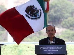 Felipe Calderón durante la inauguración de la Academia General Ignacio Zaragoza en Puebla. EL UNIVERSAL  /