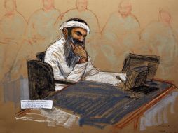 Dibujo de la corte durante la declaración de Sheij Mohamed, supuesto cerebro de los ataques. REUTERS  /