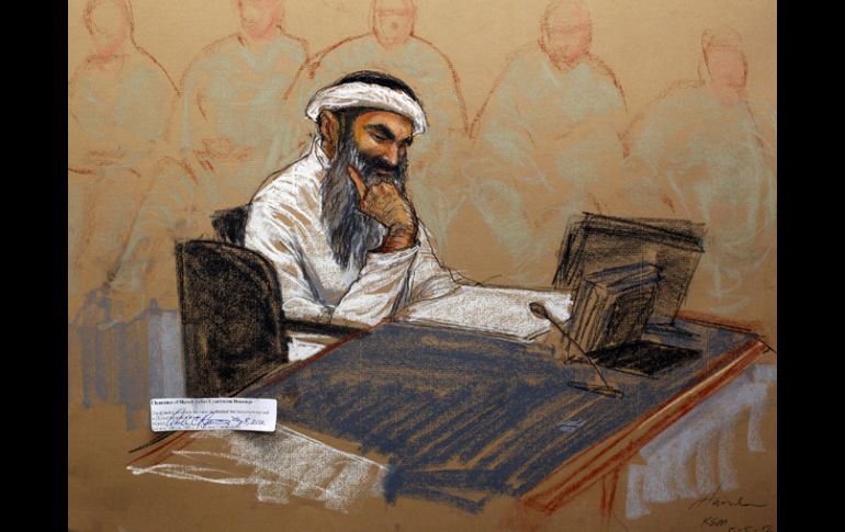 Dibujo de la corte durante la declaración de Sheij Mohamed, supuesto cerebro de los ataques. REUTERS  /