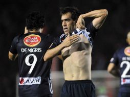 El jugador de Monterrey César Delgado celebra un gol ante Tijuana. EFE  /