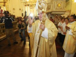 El jerarca celebró la resurrección de Jesús en el quinto domingo de Pascua, en la Catedral tapatía. ARCHIVO  /