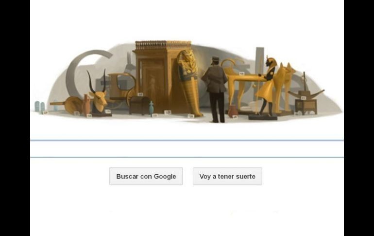 Howard Carter, contemplando algunos de los tesoros egipcios que descubrió, se inmortaliza una vez más, ahora, en un doodle.  /