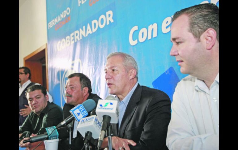 Jorge Sánchez, Héctor Álvarez, Fernando Guzmán y Miguel Monraz, durante la rueda de prensa. ESPECIAL  /