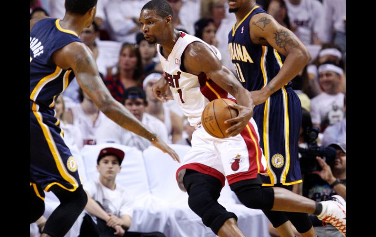 Chris Bosh en el partido de los Heat Miami contra Indiana. AP  /