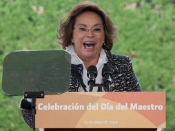 Elba Esther Gordillo durante su discurso en Los Pinos en los festejos del Día del Maestro. EFE  /