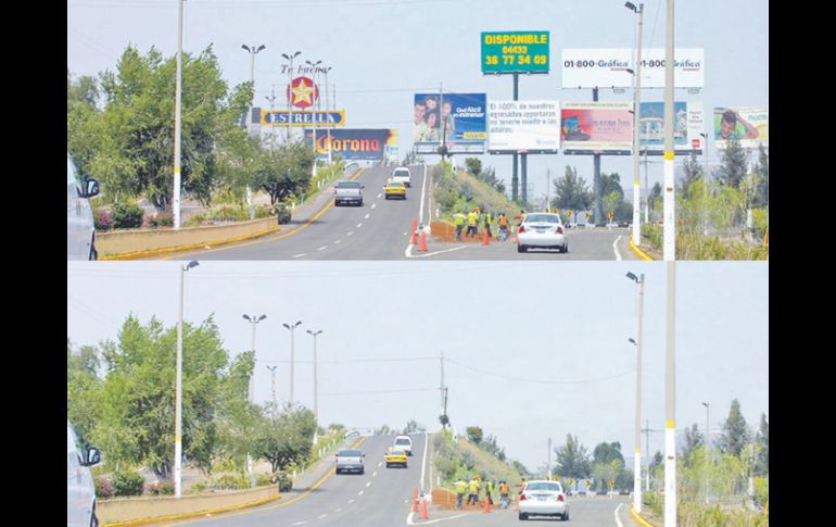 La imagen modificada muestra cómo se vería un tramo de la Carretera a Chapala sin este tipo de publicidad.  /