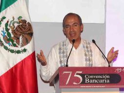 Felipe Calderón en su intervención en la 75 Convención Bancaria en Acapulco. EL UNIVERSAL  /