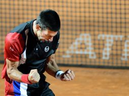 Novak Djokovic festeja el pase a la final del torneo de Roma. EFE  /