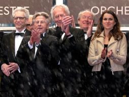 David Cronenberg, Roman Polanski, Jean-Pierre Dardenne, Luc Dardenne y la ministro de Cultura francesa Aurelie Filippetti. REUTERS  /