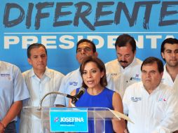 Josefina Vázquez Mota dejó en claro que las manifestaciones en contra de Peña Nieto son libres y no se les puede atribuir a nadie. NTX  /