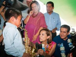 Vázquez Mota participa en un evento de campaña masivo con habitantes de Ejuta de Crespo, Oaxaca. NTX  /