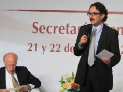 Gabriel Quadri de la Torre, durante su participación en la XX Sesión Extraordinaria, de la Asamblea General de la ANUIES.  NOTIMEX  /