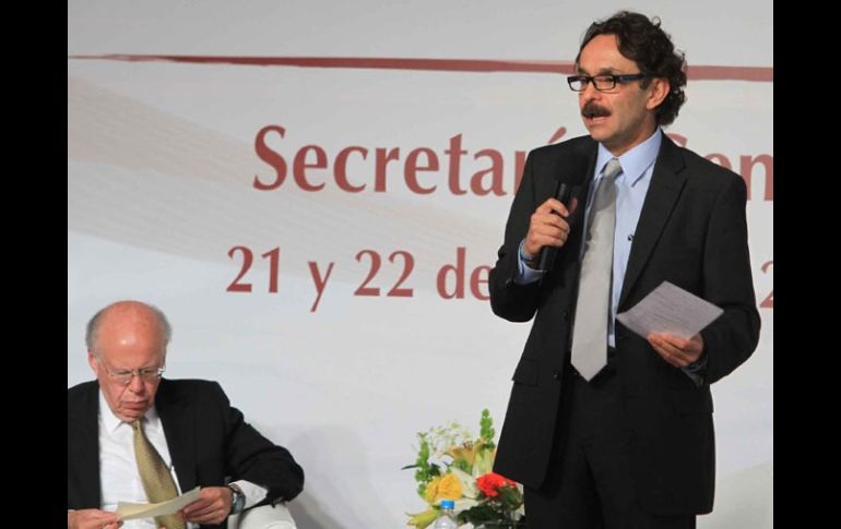 Gabriel Quadri de la Torre, durante su participación en la XX Sesión Extraordinaria, de la Asamblea General de la ANUIES.  NOTIMEX  /