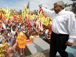 Andrés Manuel López Obrador, encabezó un mitin hoy sábado en  Bahía de banderas. EL UNIVERSAL  /