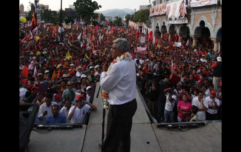 Andrés Manuel López Obrador durante un acto de campaña en Tehuacán, Puebla. NTX  /