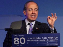 El Presidente Felipe Calderón asiste a la clausura de reunión nacional de consejeros de BBVA Bancomer. EL UNIVERSAL  /