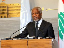 El enviado conjunto de Naciones Unidas y la Liga Árabe, Kofi Annan, habló con la prensa en Beirut. NOTIMEX  /