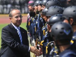 Calderón Hinojosa encabezó la ceremonia del Día del Policía. EFE  /