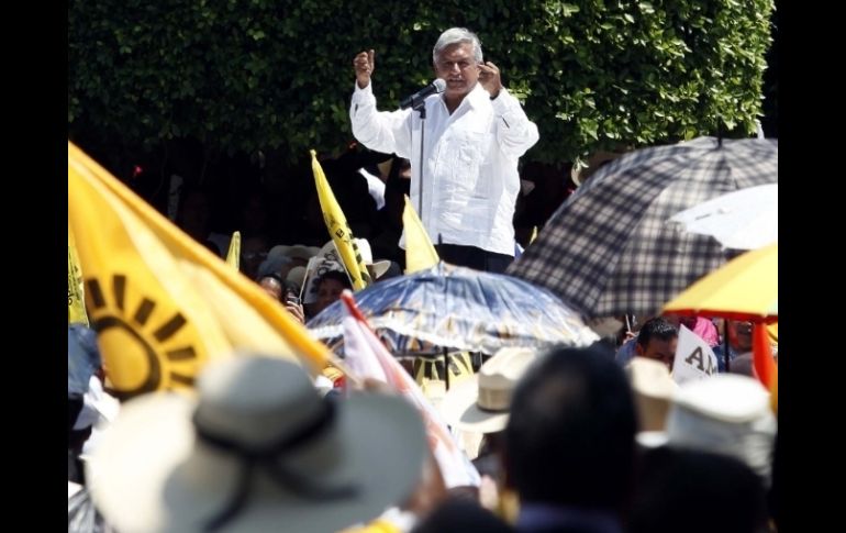 López Obrador durante acto de campaña realizado este lunes en Puruándiro, Michoacán. EL UNIVERSAL  /