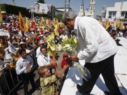 Andrés Manuel López Obrador durante acto de campaña realizado este lunes en Puruándiro, Michoacán. EL UNIVERSAL  /