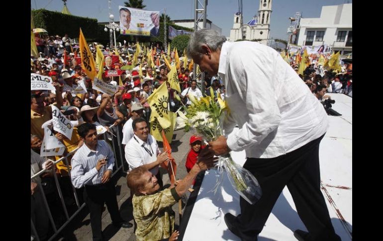 Andrés Manuel López Obrador durante acto de campaña realizado este lunes en Puruándiro, Michoacán. EL UNIVERSAL  /