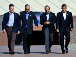 Los presidentes Colombia, Juan Manuel Santos; Chile, Sebastián Piñera; de México, Felipe Calderón; y Perú, Ollanta Humala. AFP  /