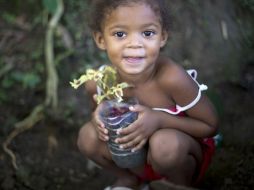 Una niña solidariamente ayuda a transformar un basural en un ejemplo mundial. AFP  /