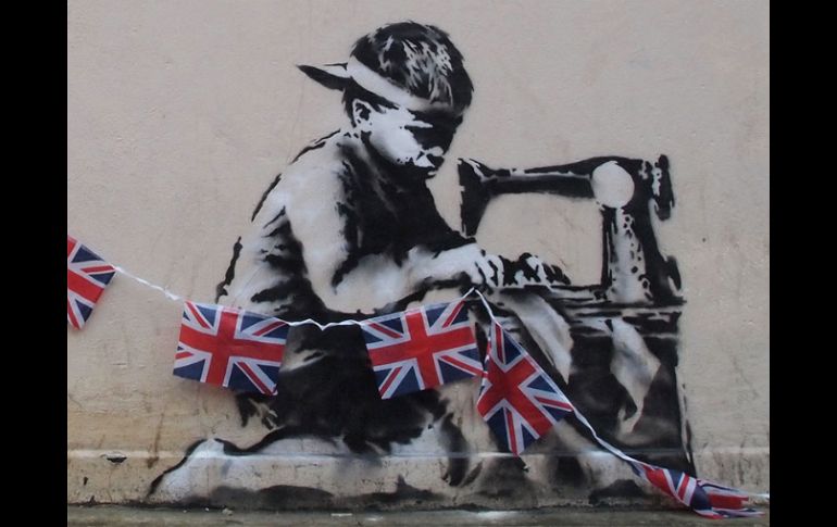 Obra del grafitero inglés Bansky, quien presentó en el Cineforo de la UdeG su primer documental. ESPECIAL BANSKY  /