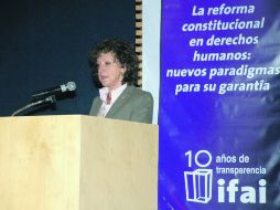 Jacqueline Peschard, presidenta del IFAI, pidió un ejercicio efectivo de las leyes. NTX  /