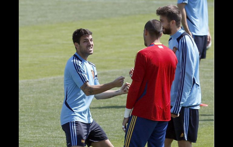 Piqué estuvo a la altura de sus travesuras en la Eurocopa 2012, cuando corrió alrededor de la cancha con un sólo botín puesto. EFE  /