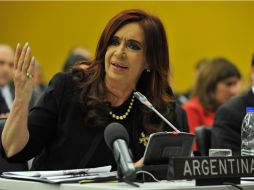 La presidenta argentina, Cristina Fernández de Kirchner, en el Comité de Descolonización de la ONU que aborda tema de las Malvinas. EFE  /