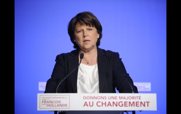 La secretaria del Partido Socialista francés, Martine Aubry, tras conocerse los resultados de la segunda ronda de elecciones. EFE  /