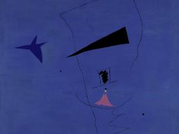 El óleo 'Estrella azul' del pintor español Joan Miró, que se vendió hoy en la casa de subastas de Sotheby's. EFE  /