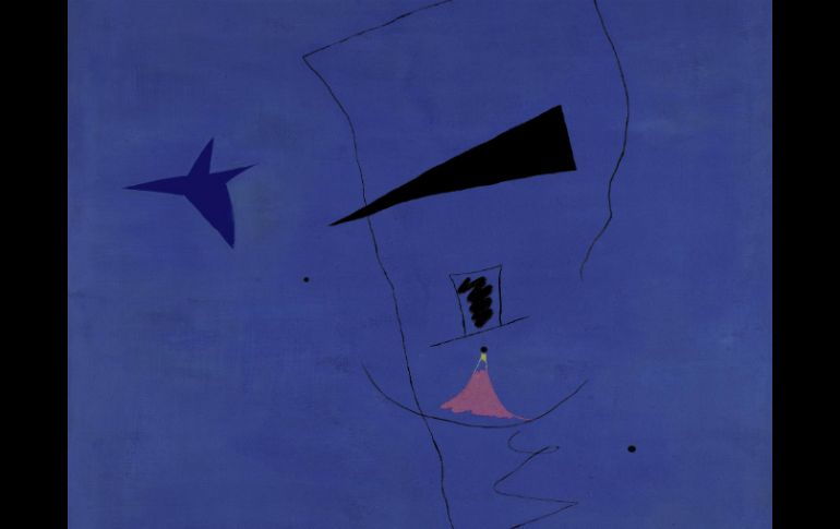 El óleo 'Estrella azul' del pintor español Joan Miró, que se vendió hoy en la casa de subastas de Sotheby's. EFE  /