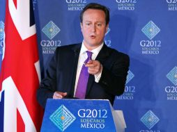 El primer ministro, David Cameron, en rueda de prensa posterior a la declaración oficial de los líderes del G-20. AP  /