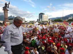 El candidato presidencial, Andrés Manuel López Obrador, realizó su cierre de campaña en Monterrey, Nuevo León. NTX  /