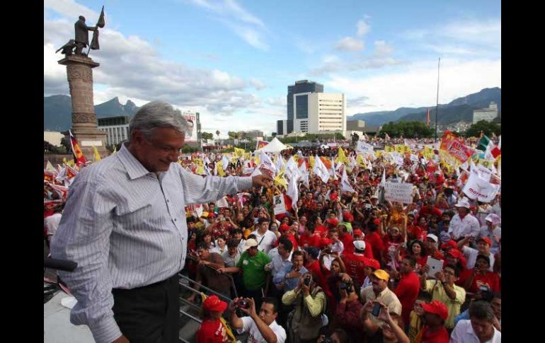 El candidato presidencial, Andrés Manuel López Obrador, realizó su cierre de campaña en Monterrey, Nuevo León. NTX  /