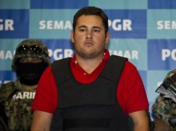 Jesús Alfredo Guzmán Salazar, ''El Gordo'', fue presentado esta tarde, luego de ser detenido en Zapopan. AFP  /