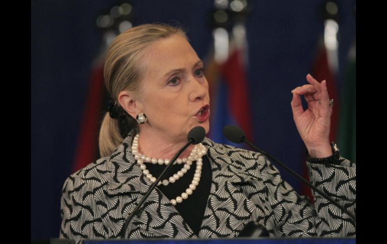 La secretaria de Estado, Hillary Clinton, habla durante la Conferencia de Río +20 de las Naciones Unidas. REUTERS  /