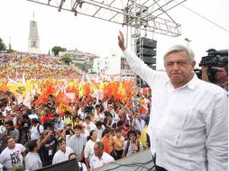 López Obrador, en el mitin celebrado en Tuxtla Gutiérrez. NTX  /