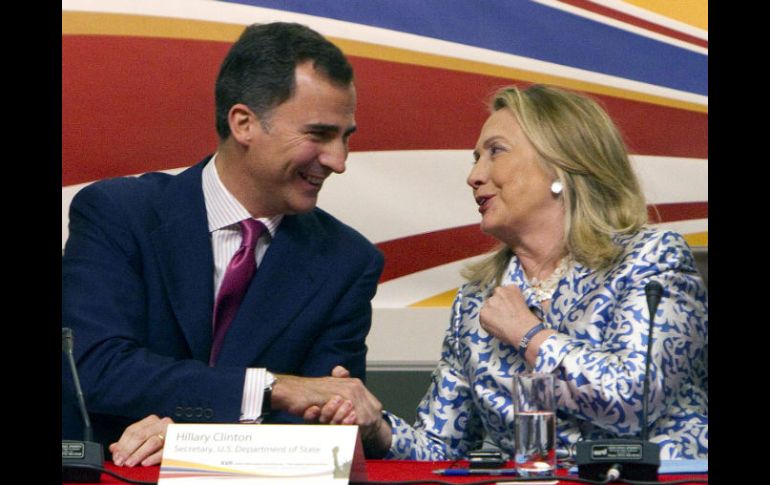 El principe Felipe y Hillary Clinton se reunieron en la clausura del XVII Foro España-Estados Unidos. EFE  /