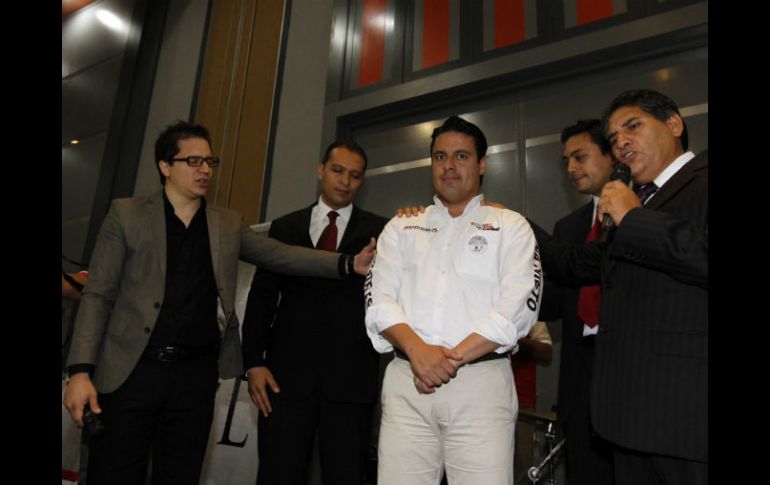 Sandoval Díaz durante el desayuno que tuvo con el grupo de evangélicos en el hotel Riu, en Guadalajara. ARCHIVO  /