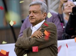 Andrés Manuel López Obrador durante el cierre de su campaña en el Zócalo capitalino. AFP  /