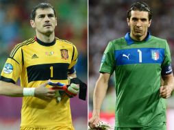 Los arqueros Casillas (izq) y Buffon (der) se cruzarán de nuevo durante la final de la Eurocopa 2012. AFP  /