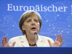 Angela Merkel, canciller de Alemania y carta fuerte de la Unión Europea, durante la Cumbre de la Eurozona. EFE  /